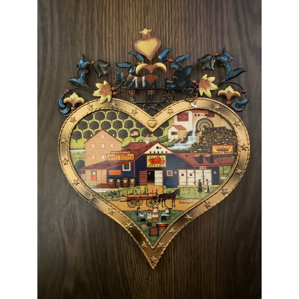 Bradford Exchange Wall Decor Heart Gold Apple Butter Makers by Charles Wysocki